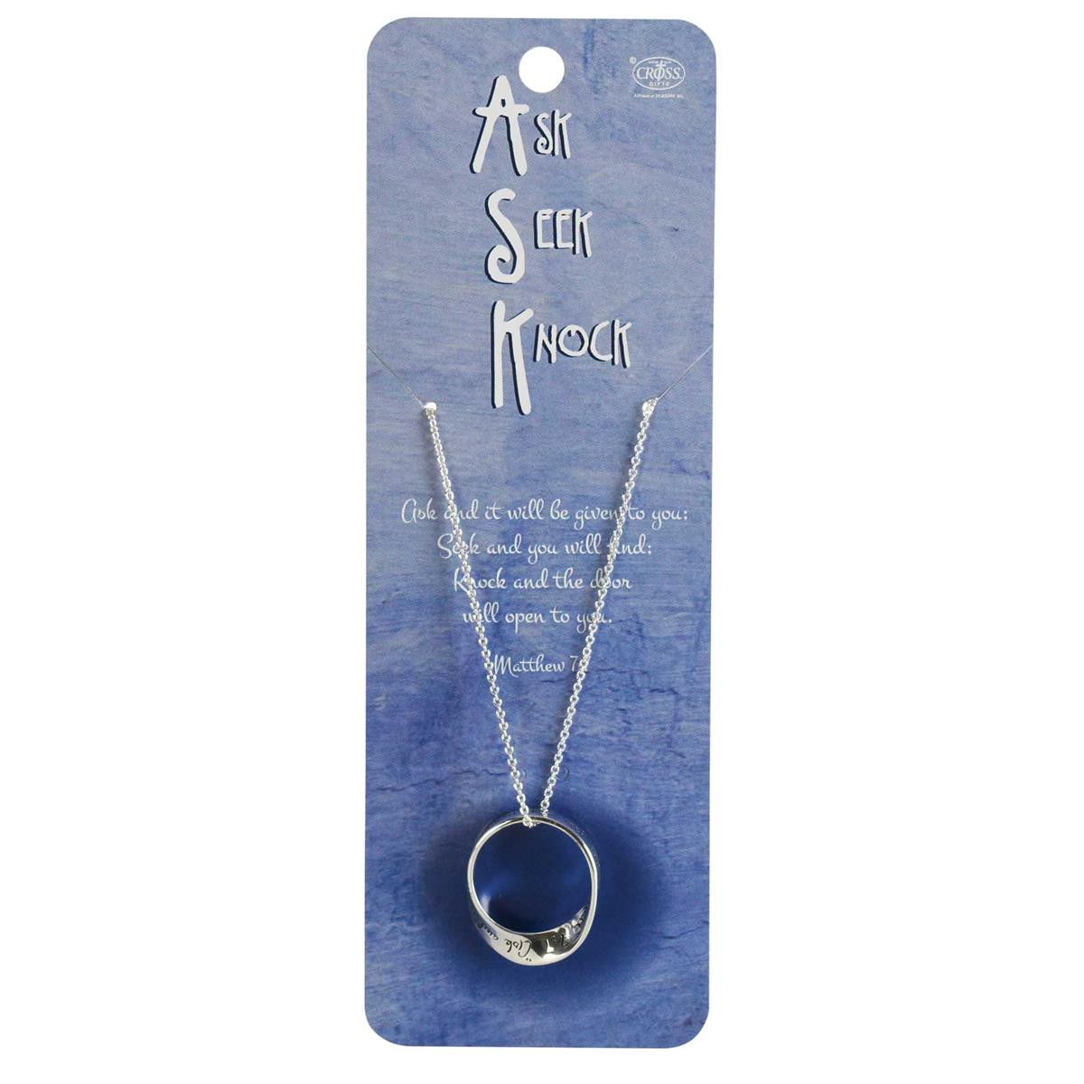 Ask Seek Knock Wide Mobius 18 inch Silver Plated Metal Women's Necklace