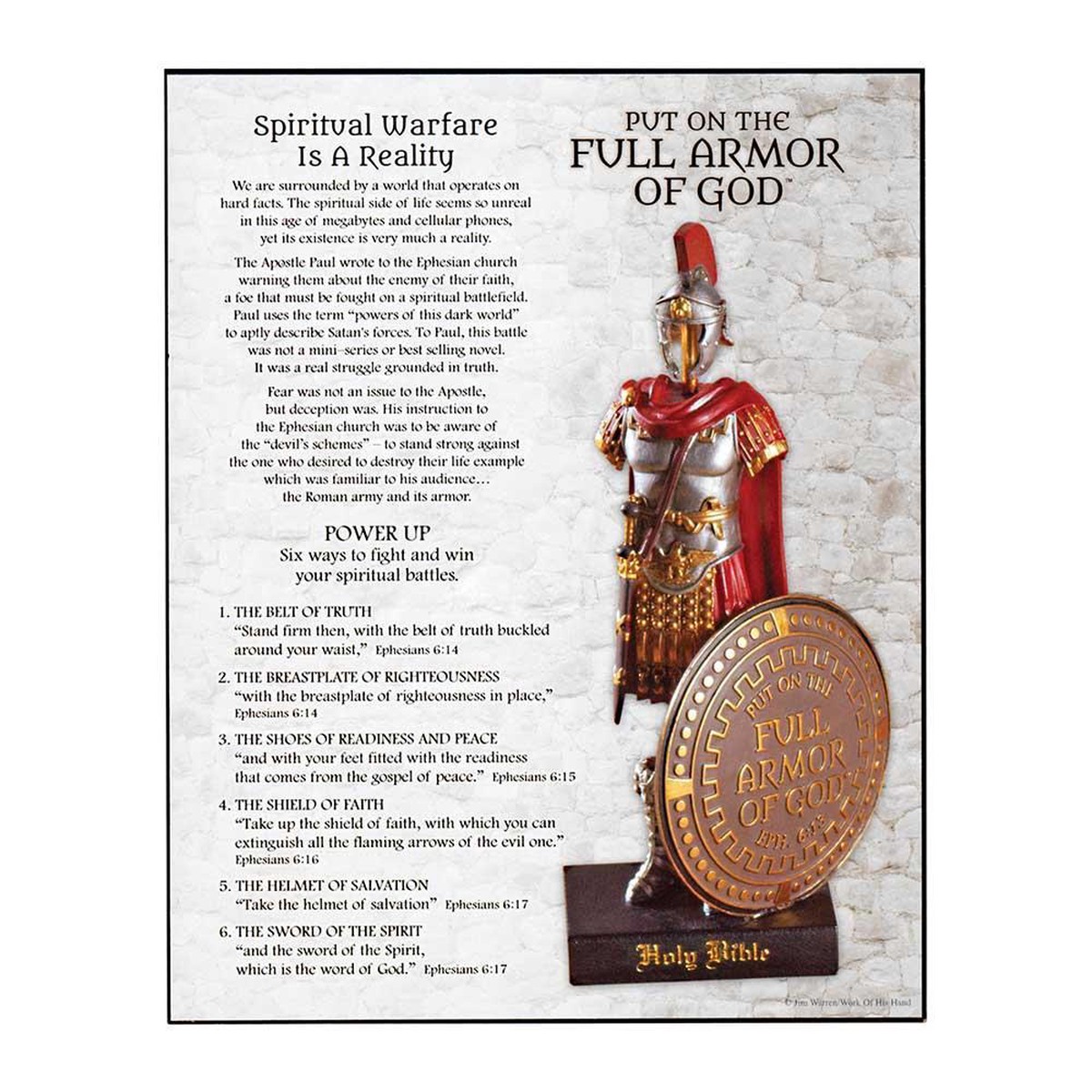 Armor of God Marble Gray 10 x 8 Wood Tabletop or Wall Plaque Sign