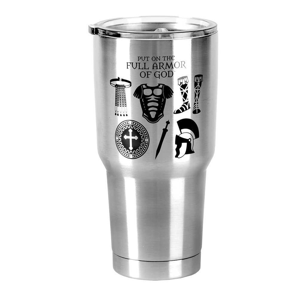 Armor Of God Silver Toned 30 Ounce Stainless Steel Travel Tumbler