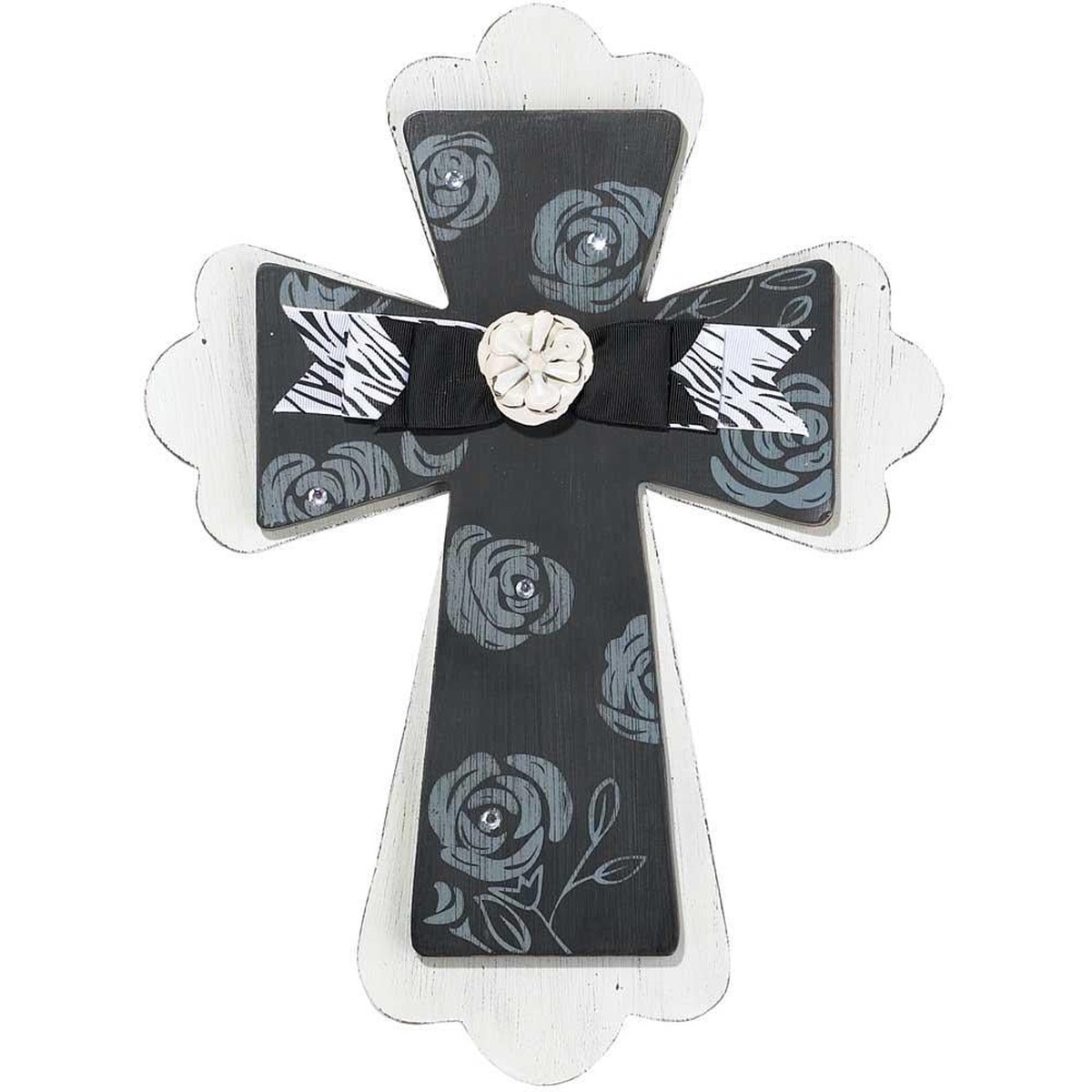 Wall Cross Wood 16IN Black/wh
