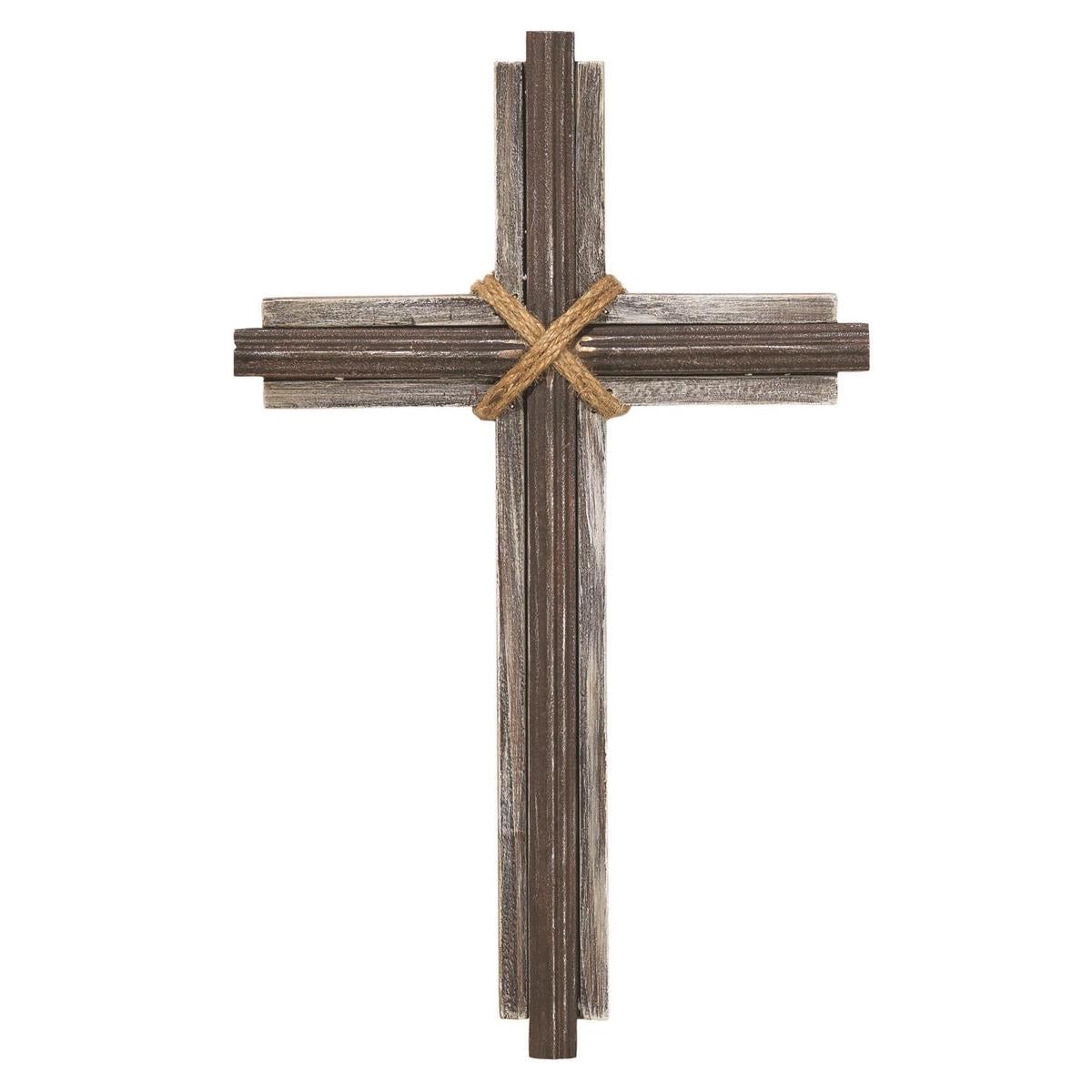 Wall Cross Wood/Metal 9-1/2x15-1/2