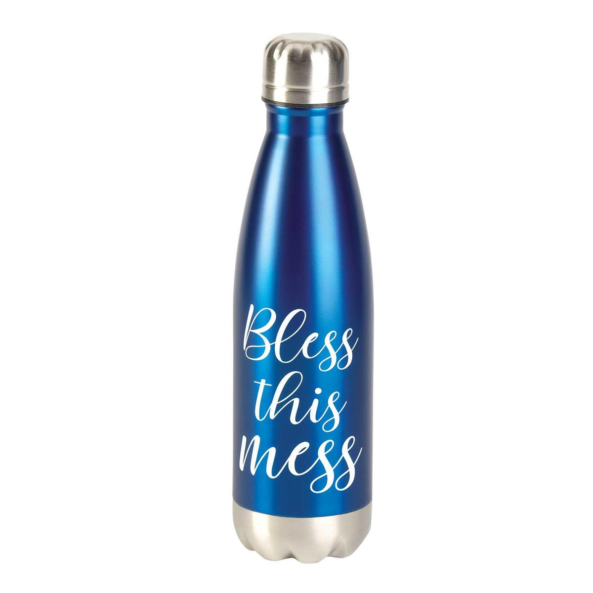 Water Bottle Bless This Mess Blue 17 oz