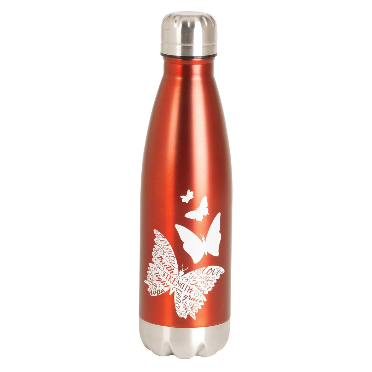 Water Bottle Butterflies Red 17 oz