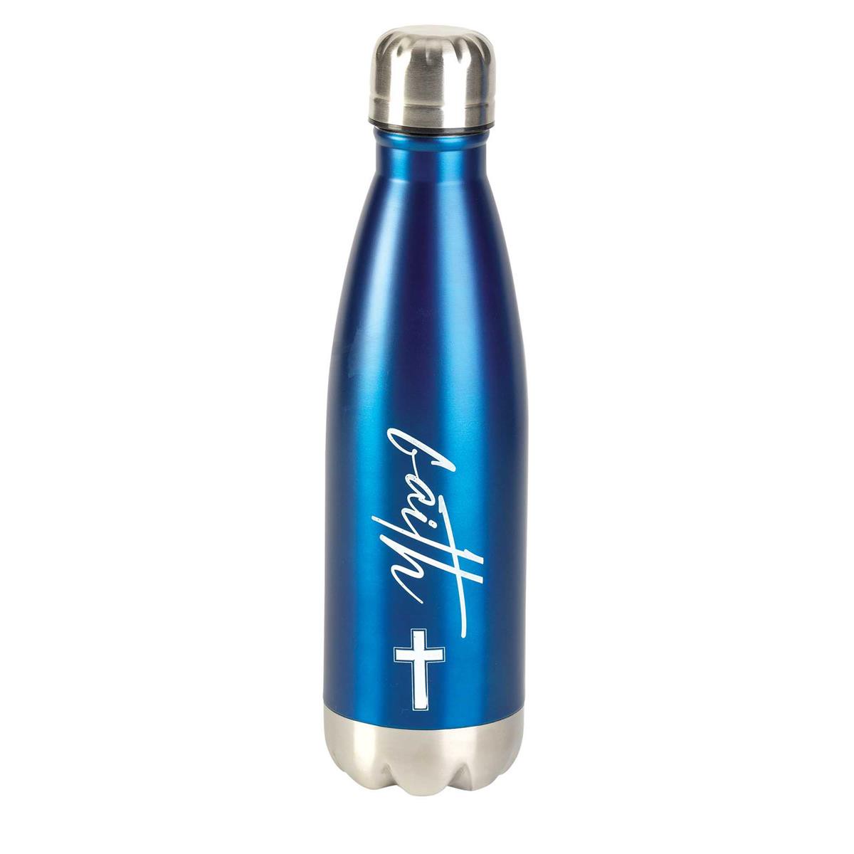 Water Bottle Cross With Faith Blue 17 oz