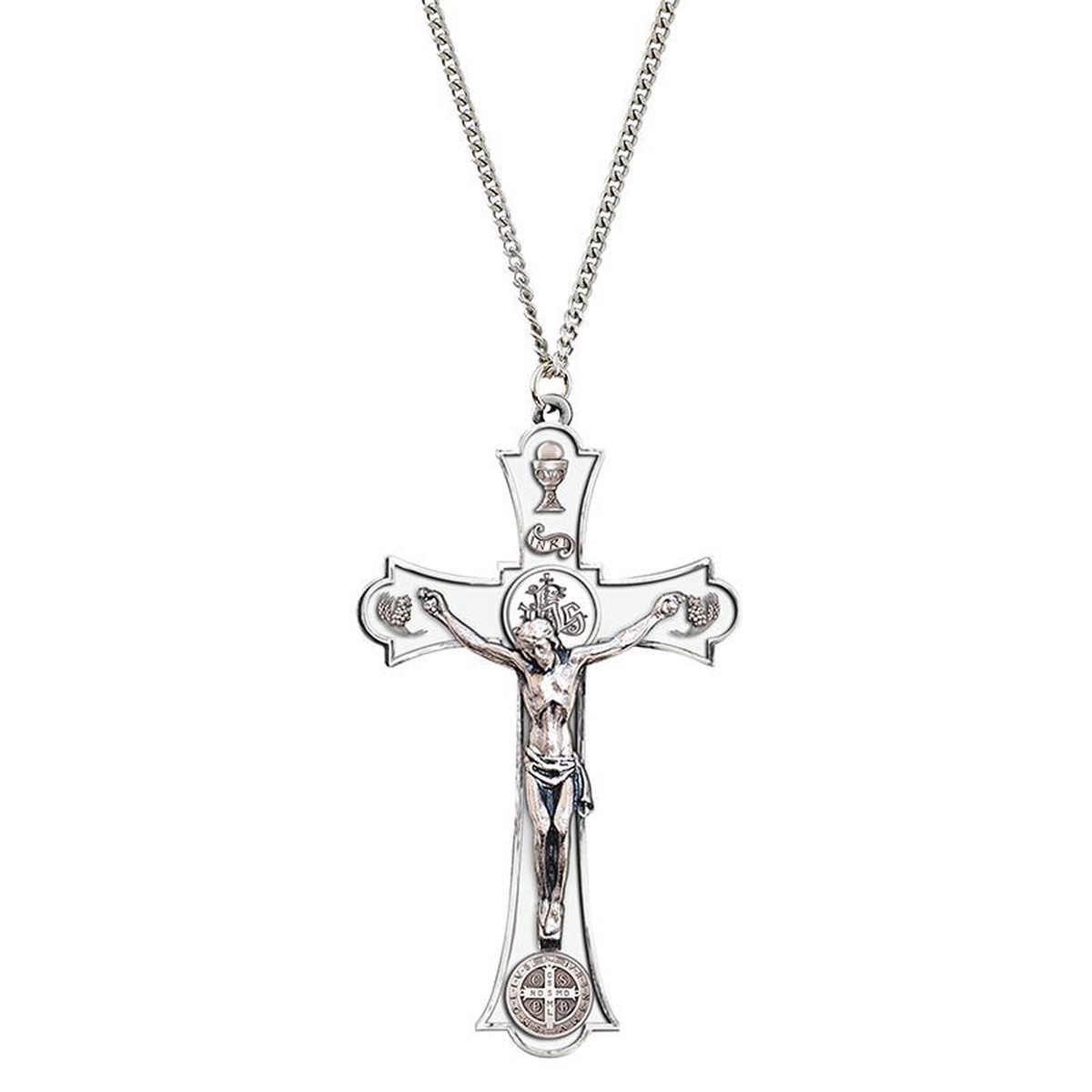 White Saint Benedict Holy Mass Pendant