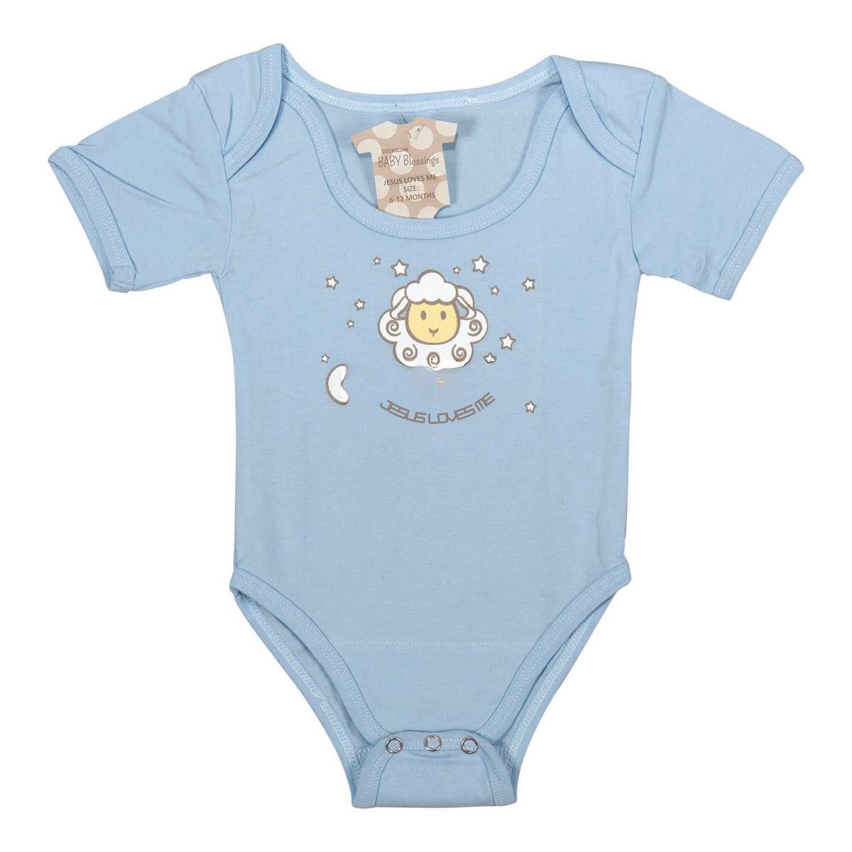 Baby Shirt 6-12MO Blu Jesus Love Me Cotn