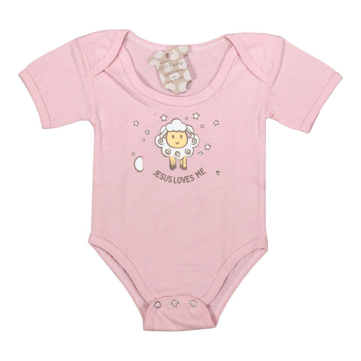 Baby Shirt 6-12MO Pnk Jesus Love Me Cotn