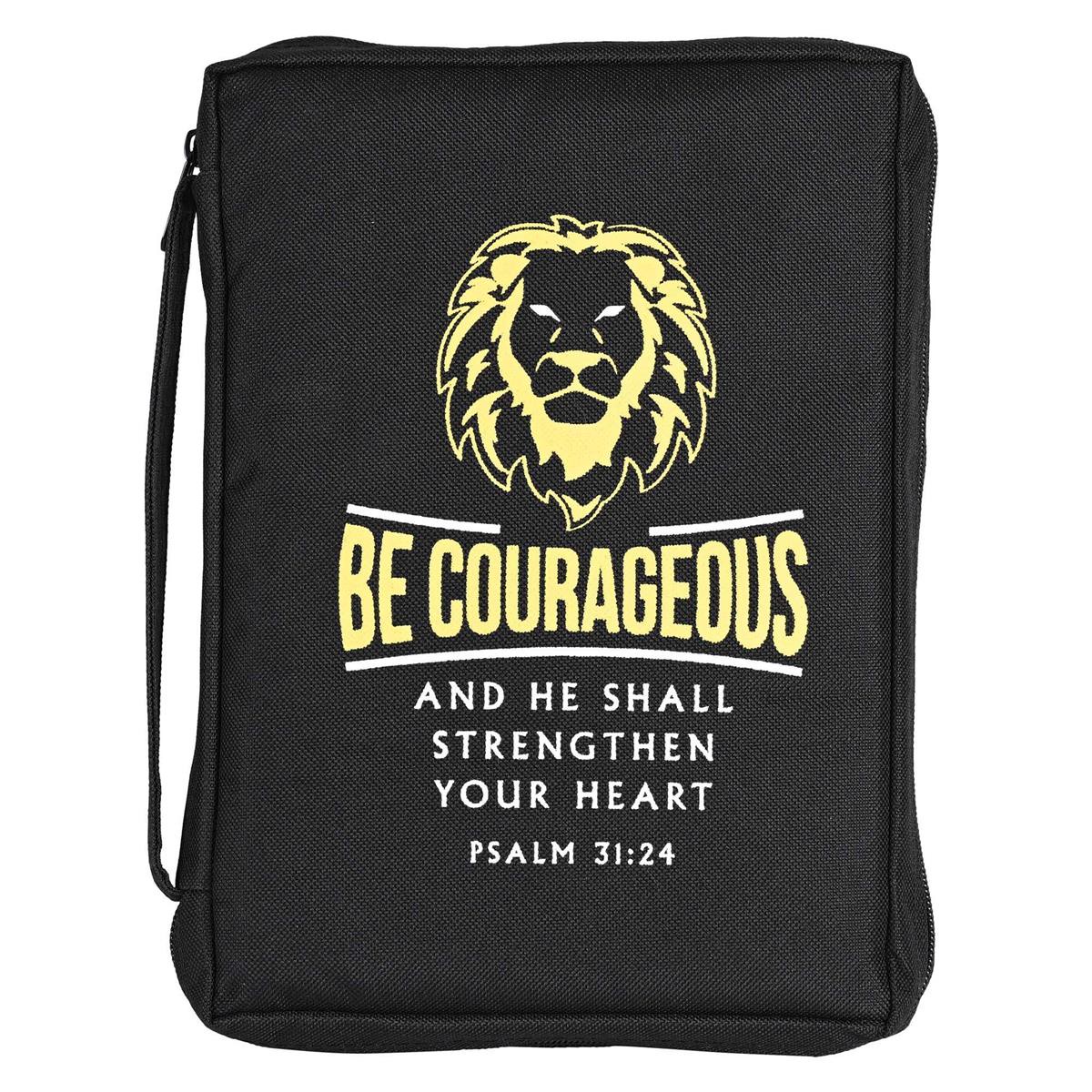 Be Courageous Black and Yellow Medium 600 Denier Polyester Zipper Bible Cover