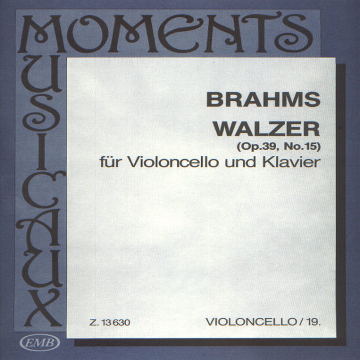Johannes Brahms: Waltz (Walzer) Op. 39, No. 15 for Cello and Piano - Moments Musicaux Series